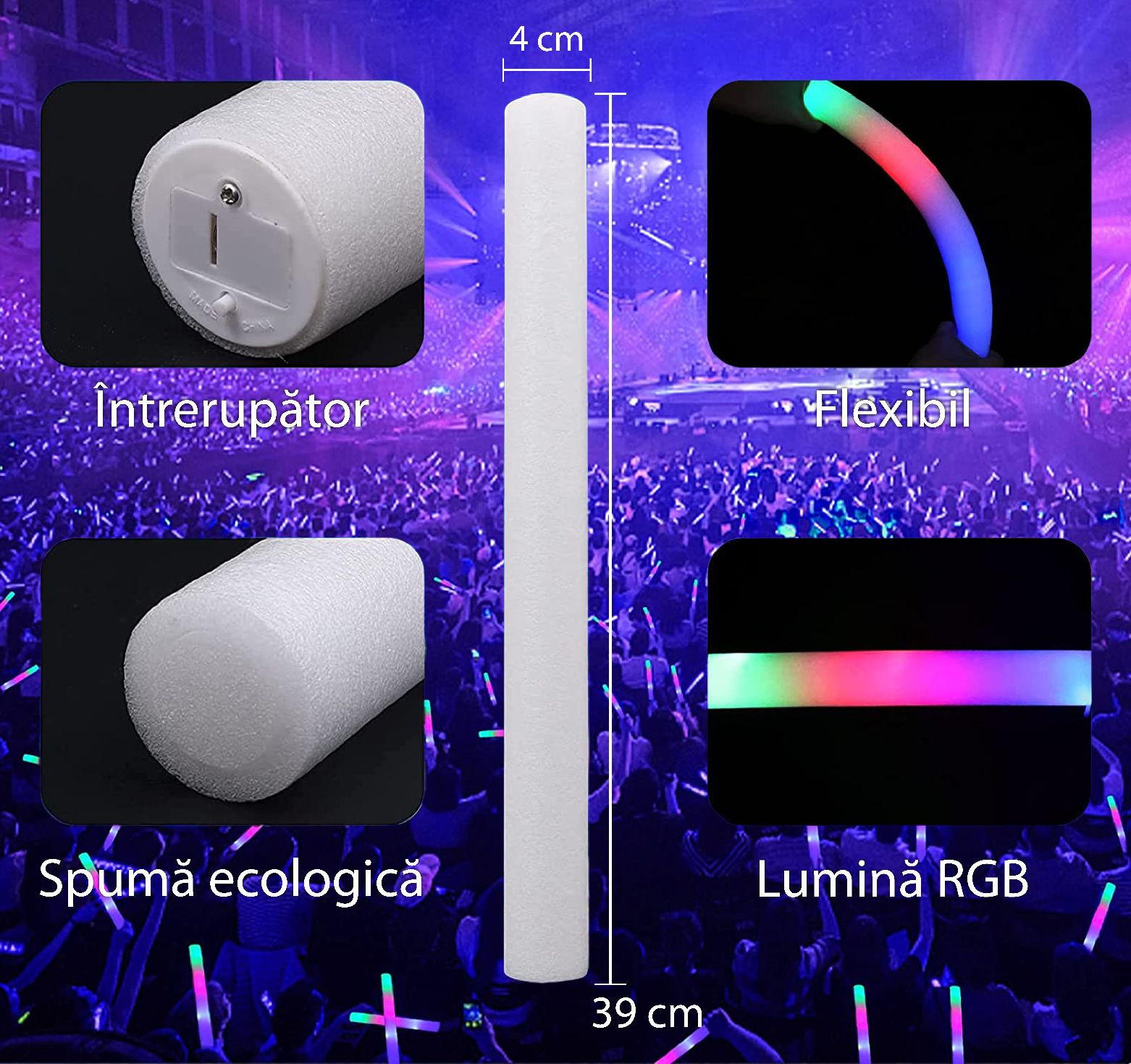 Bagheta Foam stick cu LED