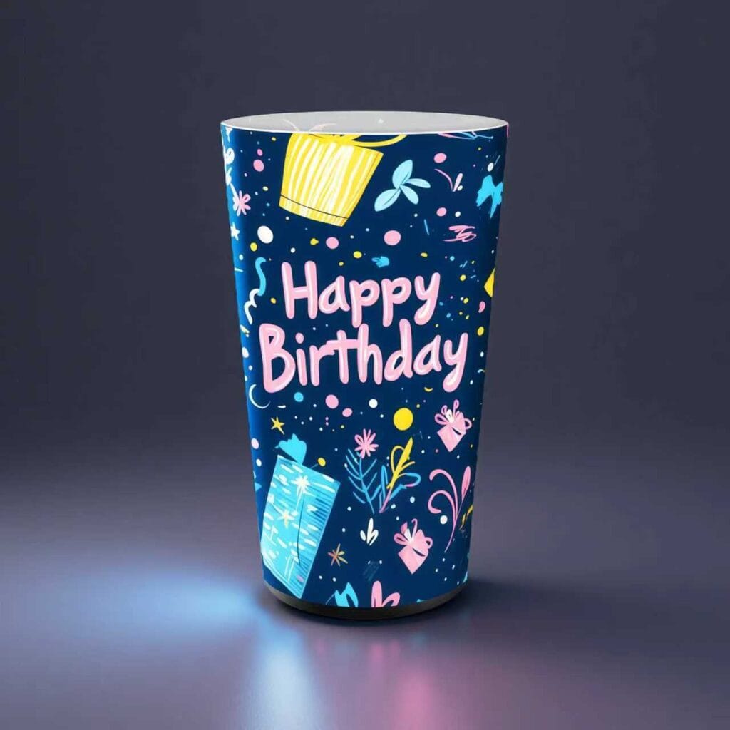 Pahar cu LED Happy Birthday
